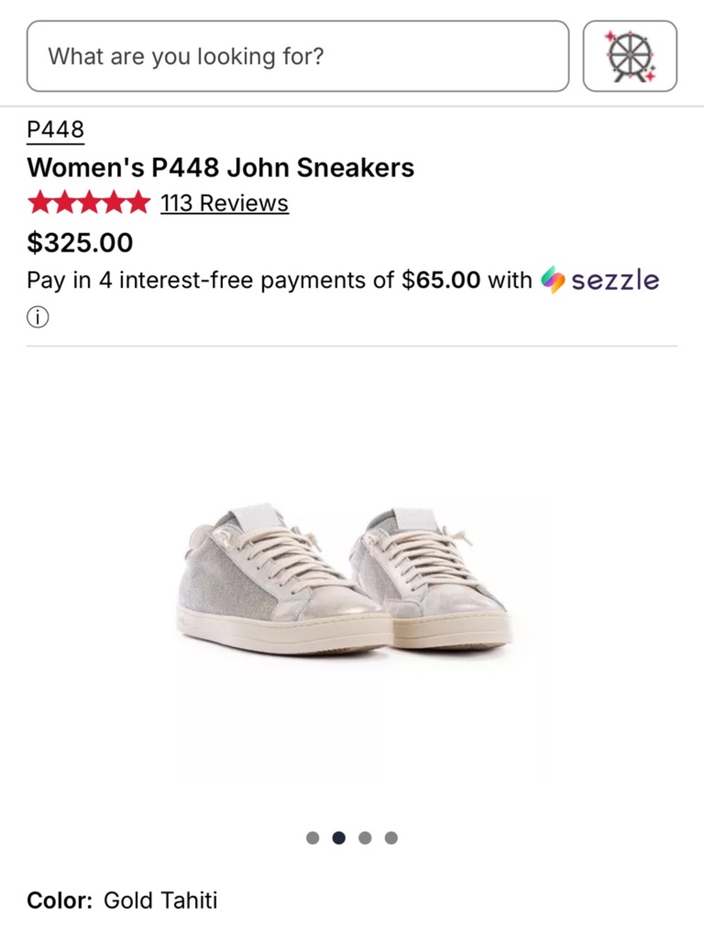 Women's P448 John Sneakers Gold Tahiti, 38/7.5-8, EUC - Picture 10 of 10